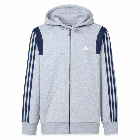 Adidas Men Grey Full Zip Hoodie M Classic Sports Style