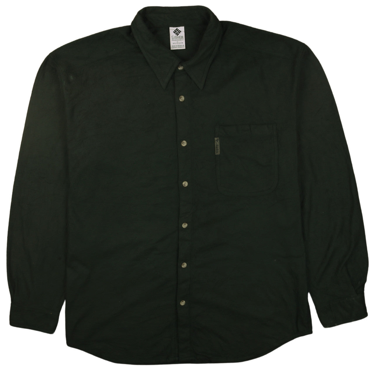 Columbia Men's Green Fleece Long Sleeve Button-Up Shirt L