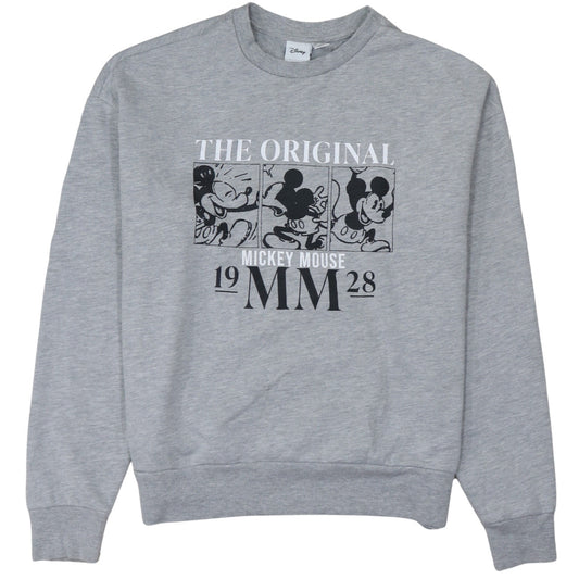 Disney Women Grey Mickey Mouse Pullover Sweatshirt XS