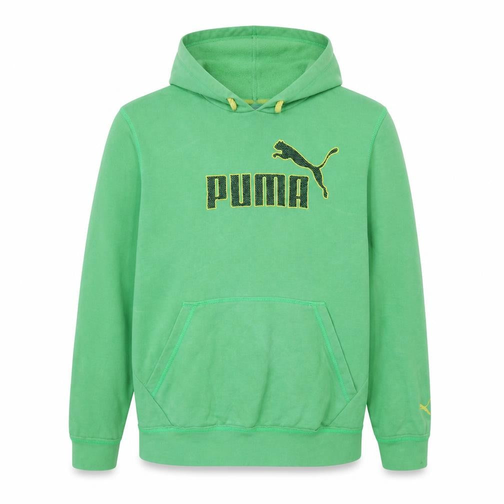 Puma Men's Green Pullover Hoodie L Logo Sportswear