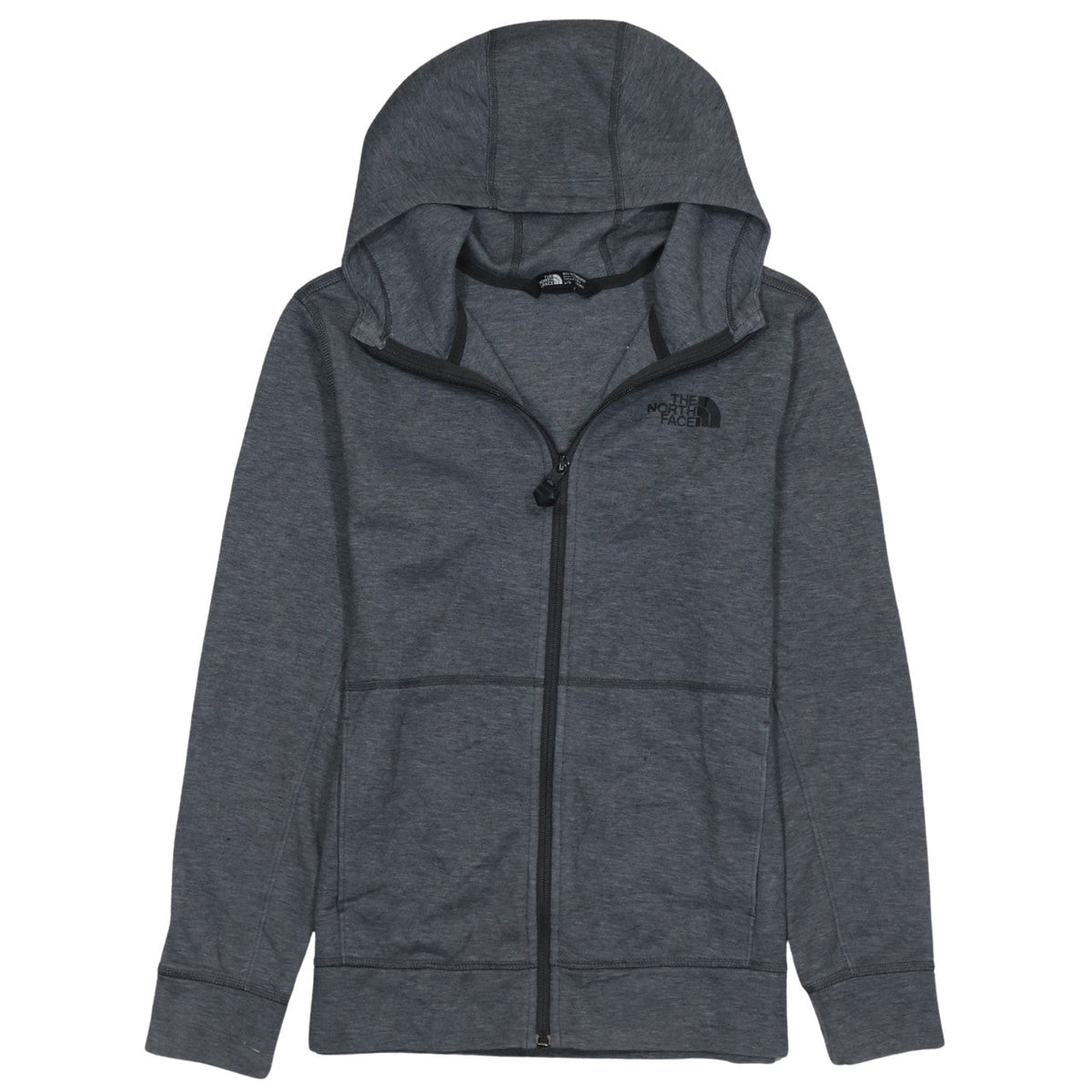 The North Face Boys Grey Full Zip Hoodie L Polyester Cotton Blend