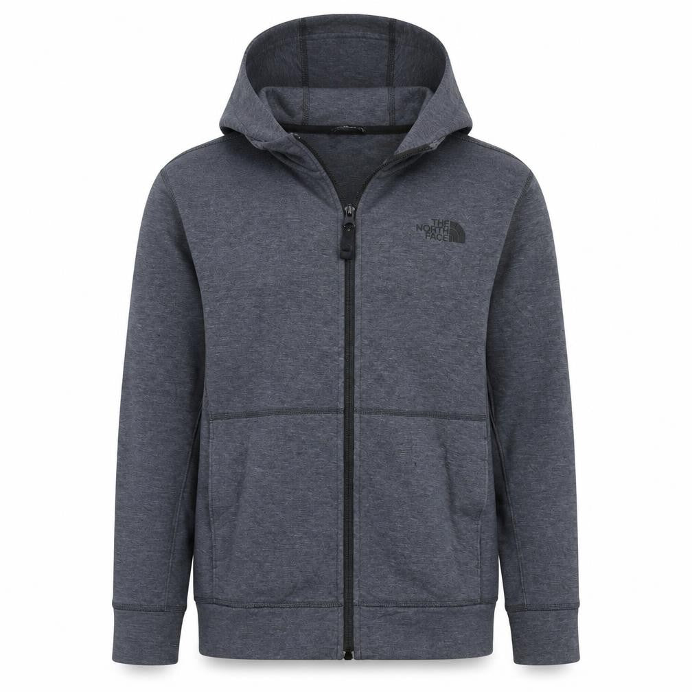 The North Face Boys Grey Full Zip Hoodie L Polyester Cotton Blend