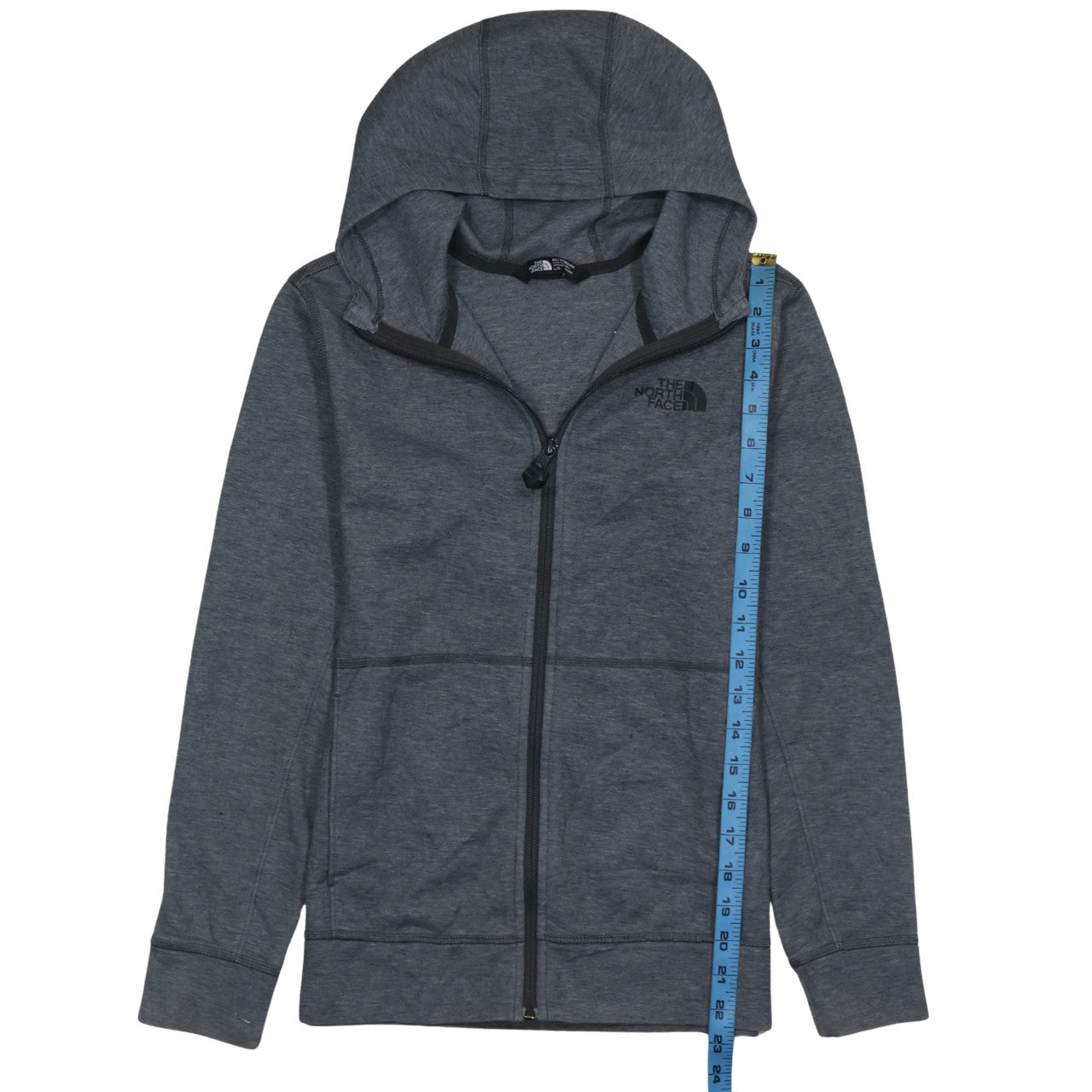 The North Face Boys Grey Full Zip Hoodie L Polyester Cotton Blend