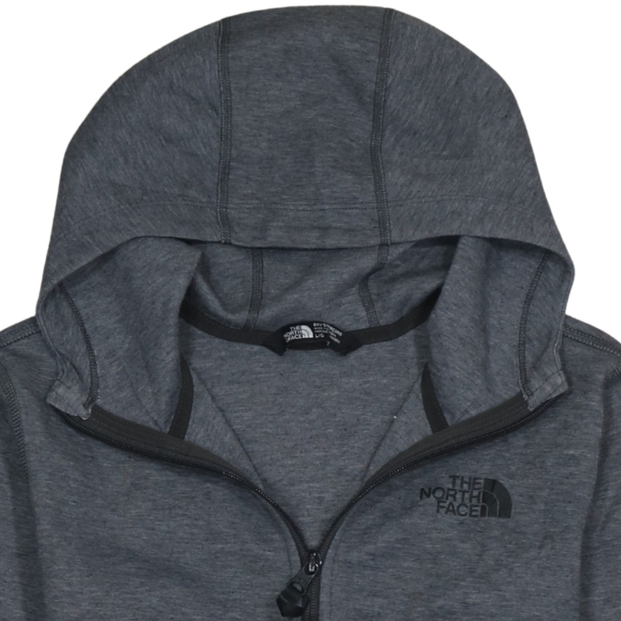 The North Face Boys Grey Full Zip Hoodie L Polyester Cotton Blend
