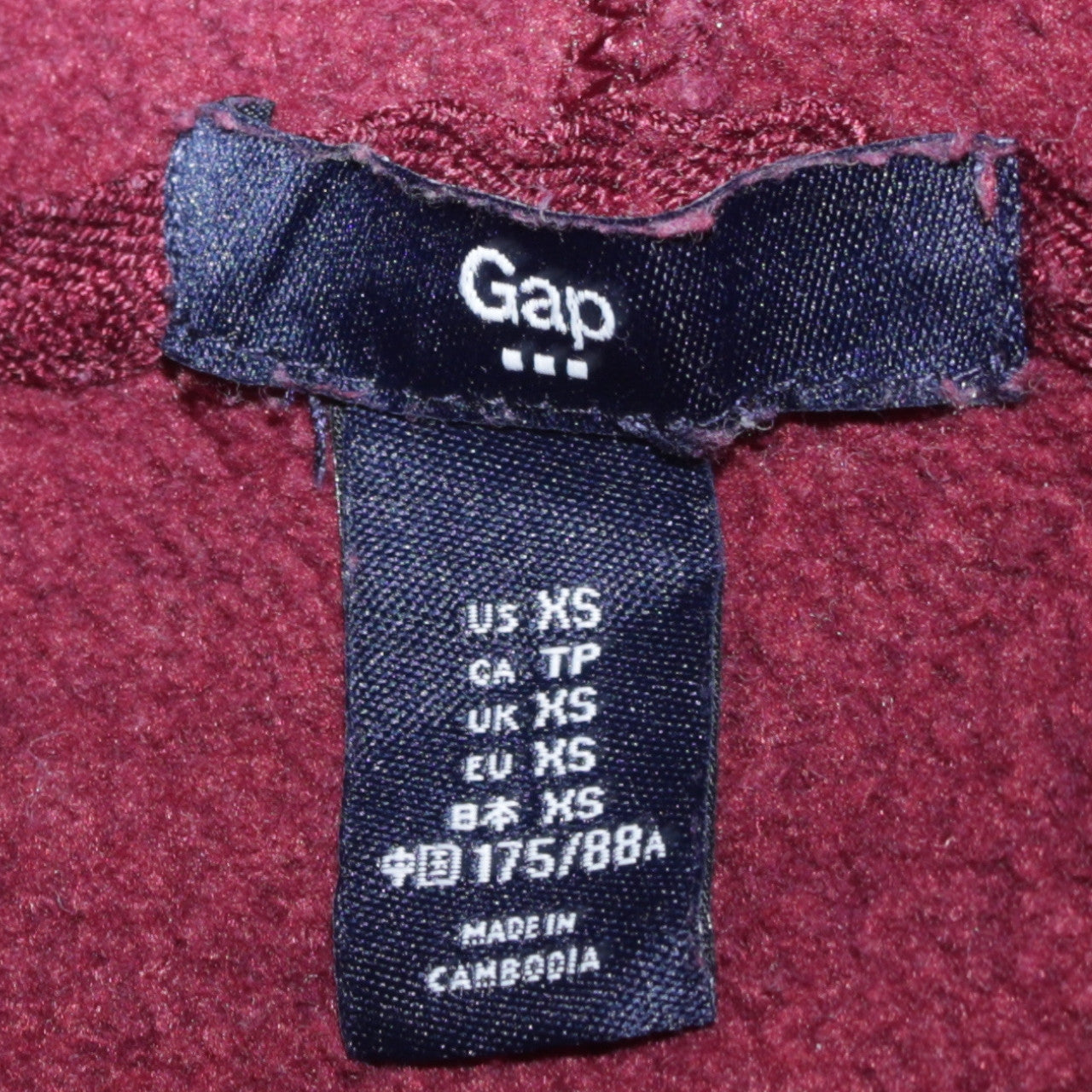 GAP Men's Red Pullover Hoodie XS Fleece Regular Fit Logo