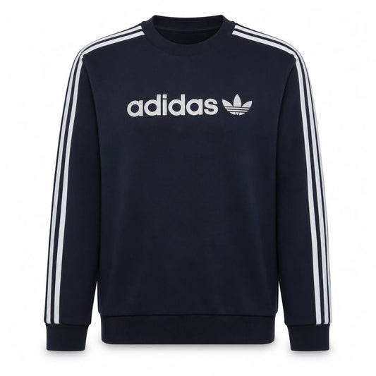 Adidas Mens Blue Crew Neck Logo Pullover Sweatshirt M