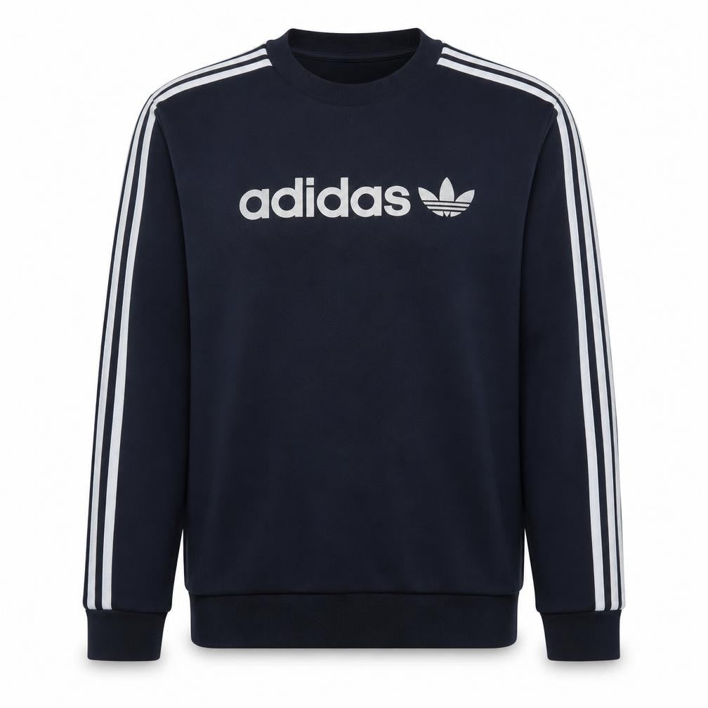 Adidas Mens Blue Crew Neck Logo Pullover Sweatshirt M