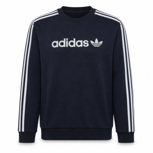 Adidas Mens Blue Crew Neck Logo Pullover Sweatshirt M