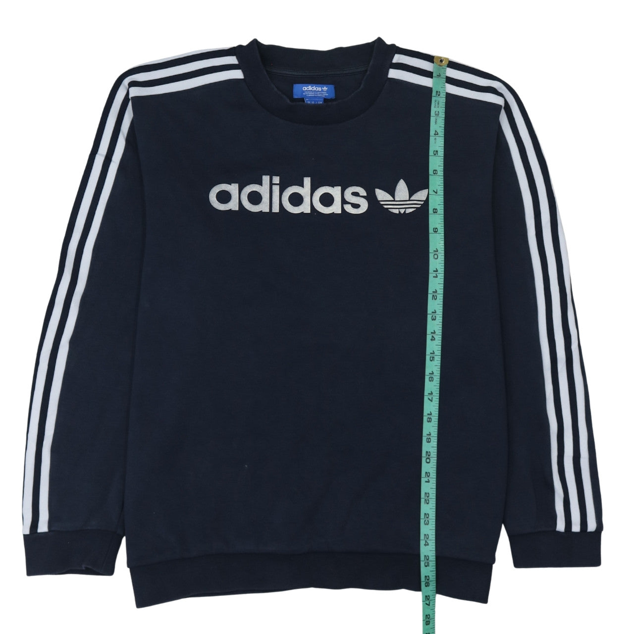 Adidas Mens Blue Crew Neck Logo Pullover Sweatshirt M