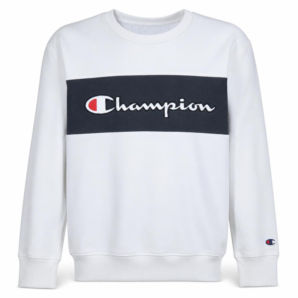 Champion Mens White Medium Pullover Sweatshirt with Logo Embroidery