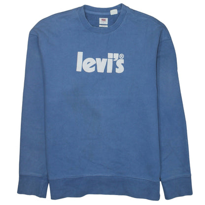Levi's Men's Blue Relaxed Fit Logo Crew Neck Sweatshirt Medium