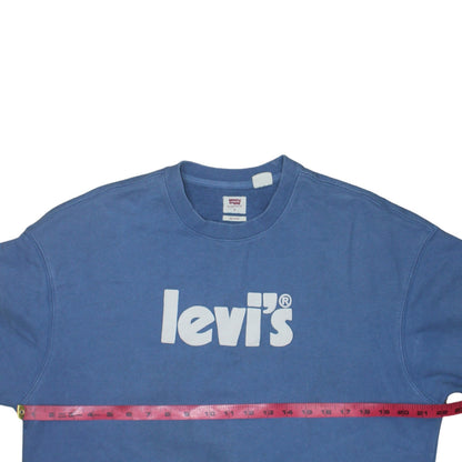Levi's Men's Blue Relaxed Fit Logo Crew Neck Sweatshirt Medium