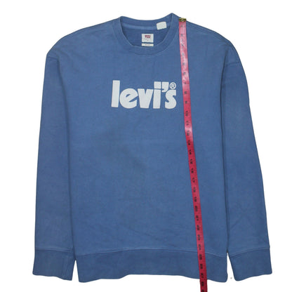 Levi's Men's Blue Relaxed Fit Logo Crew Neck Sweatshirt Medium