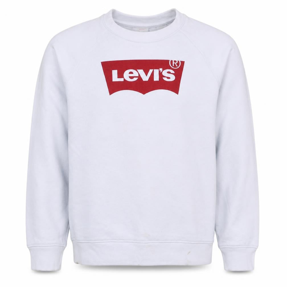 Levi's Men's White Logo Crew Neck Sweatshirt XS Pullover
