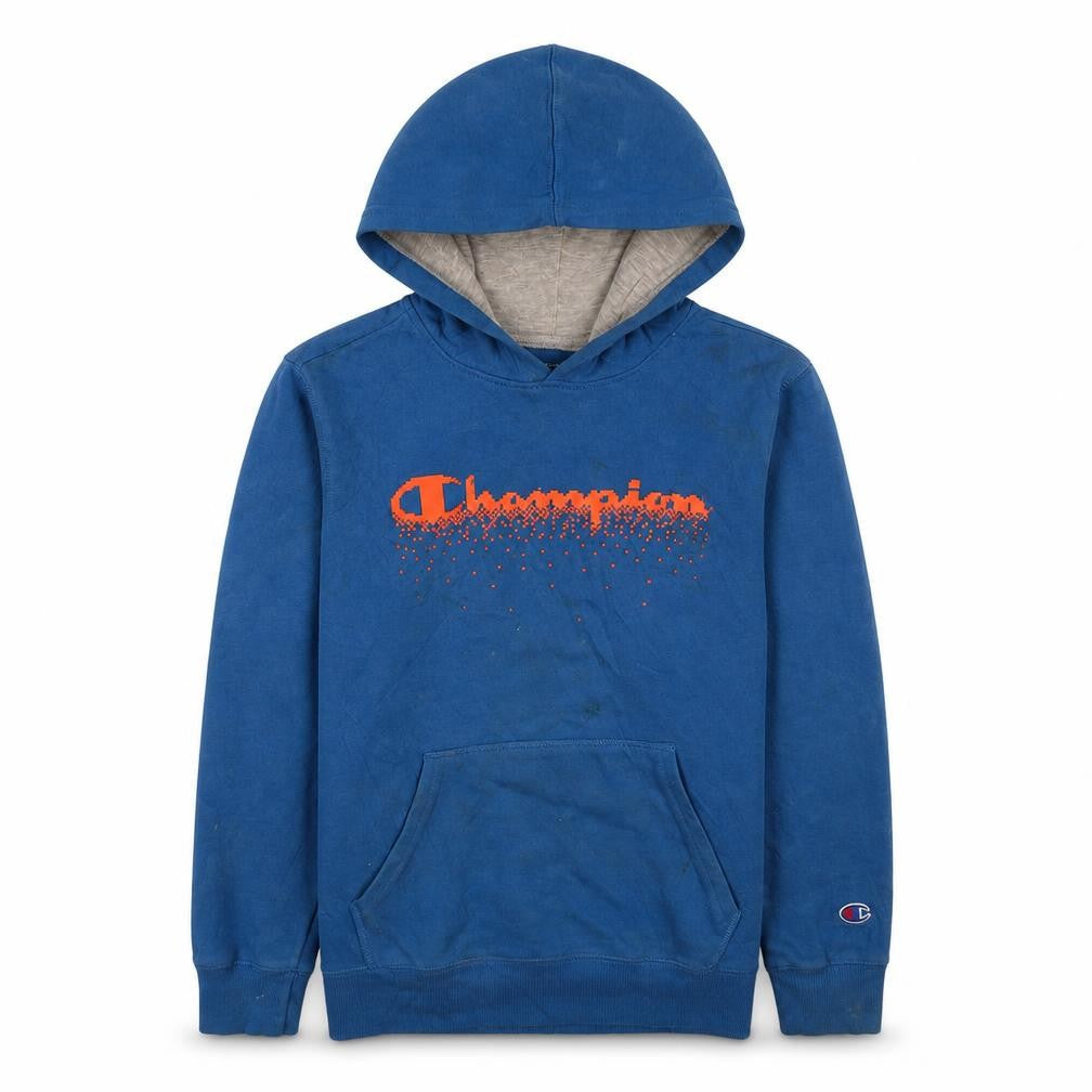 Champion Boys Blue L Pullover Hoodie with Graphic Logo Print