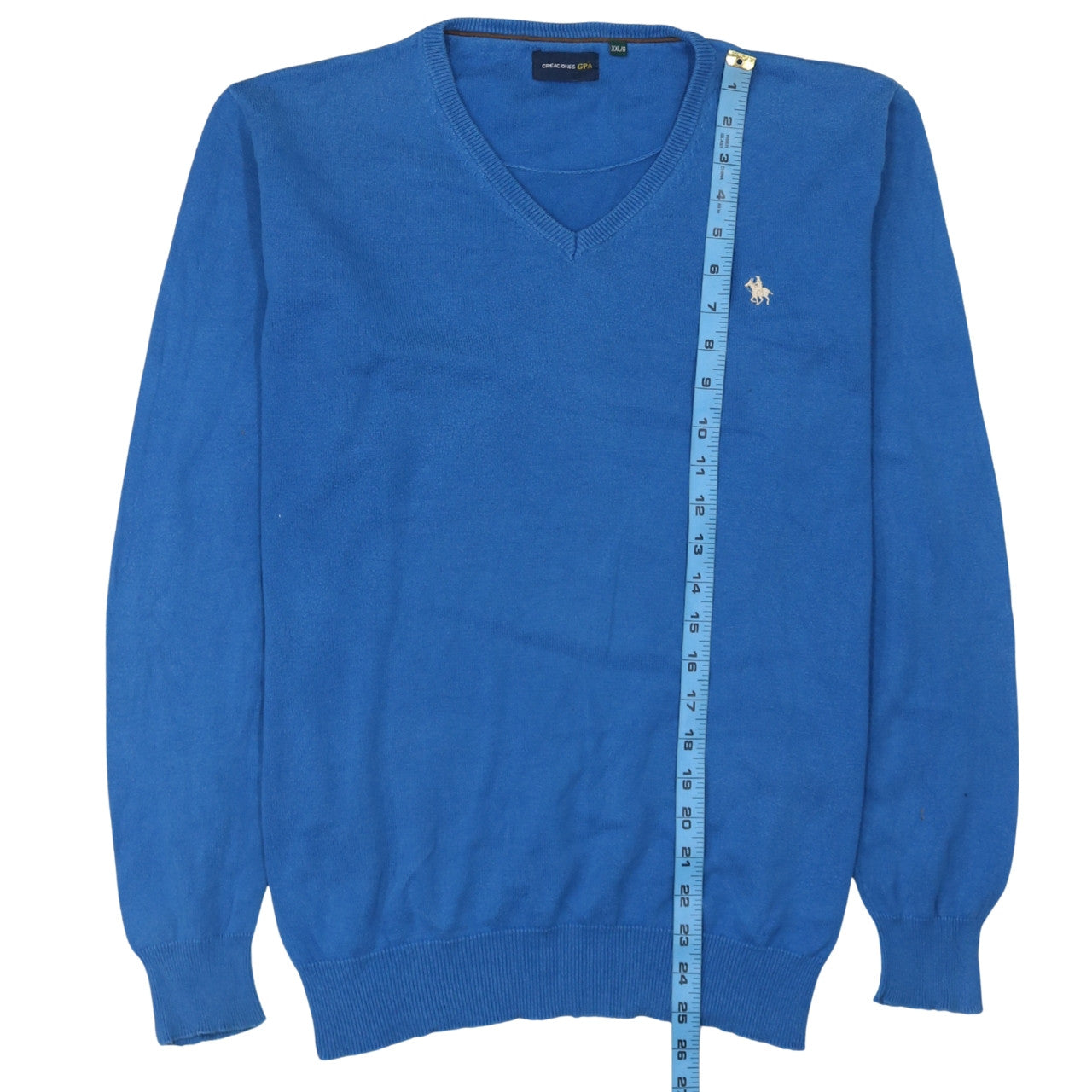 Creaciones GPA Men's Blue 2XL V-Neck Cotton Pullover Jumper