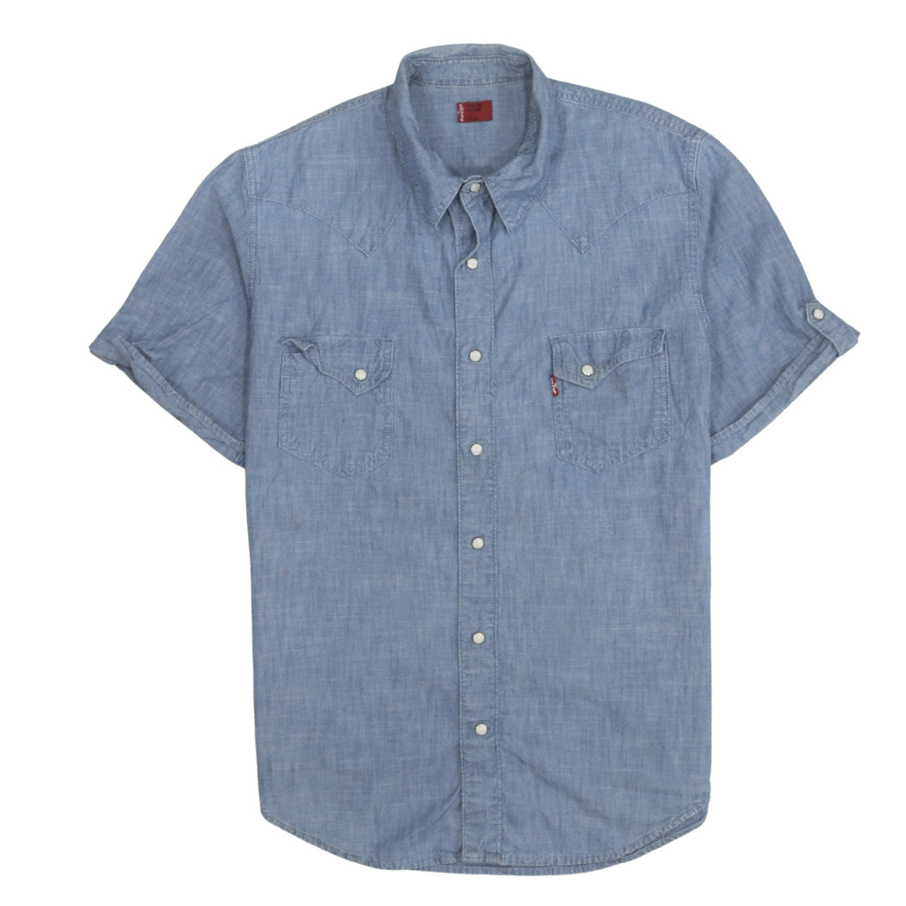 Levi's Men's Blue Chambray Short Sleeve Western Shirt Medium