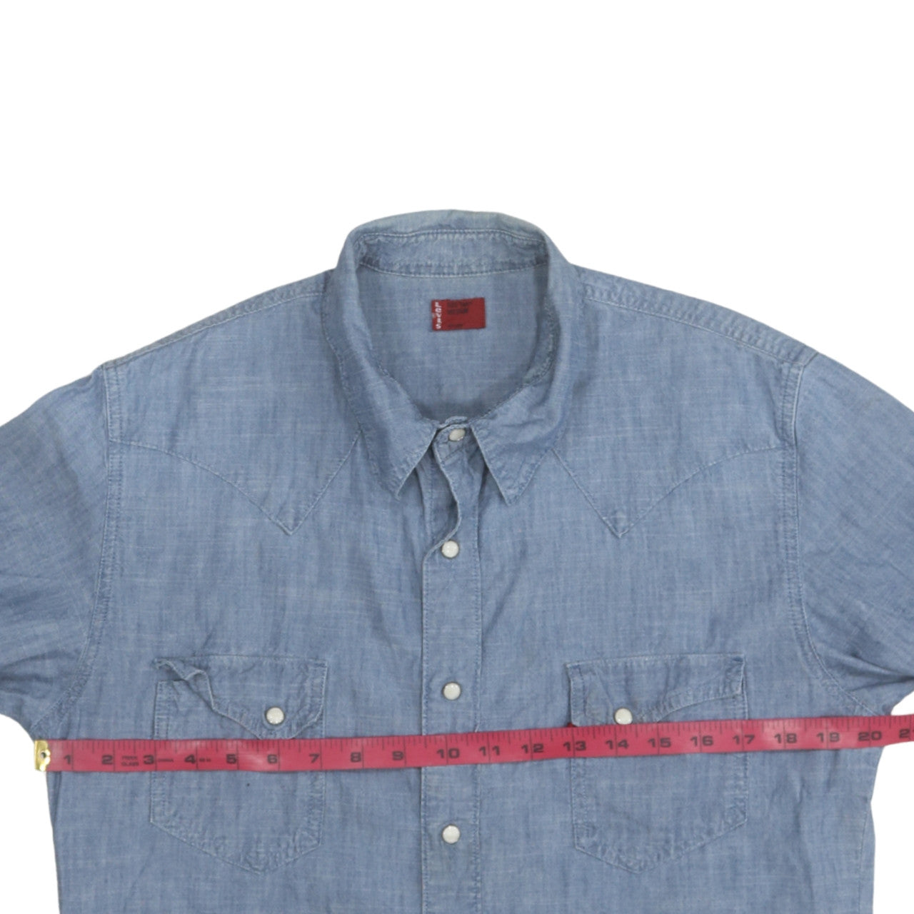 Levi's Men's Blue Chambray Short Sleeve Western Shirt Medium