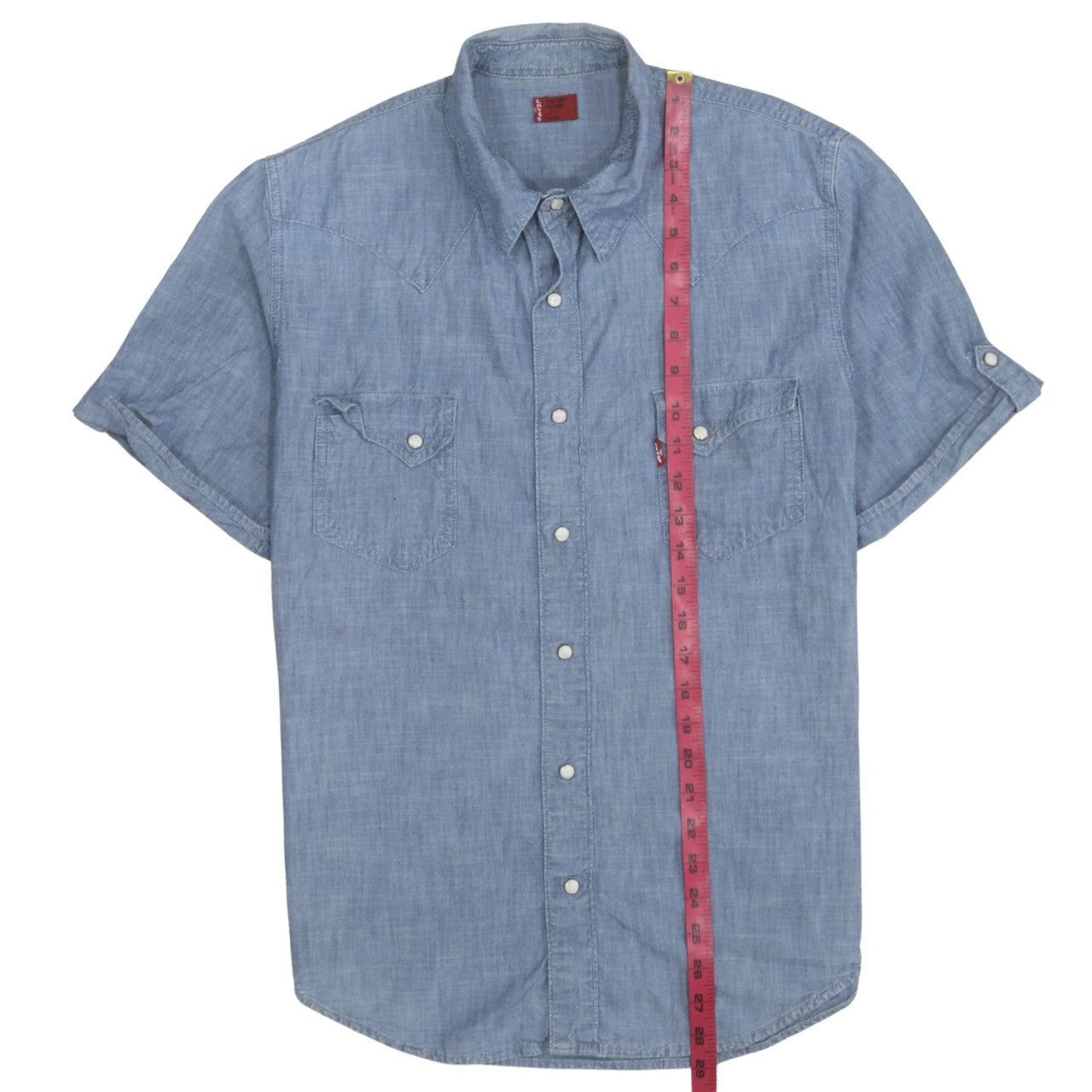 Levi's Men's Blue Chambray Short Sleeve Western Shirt Medium
