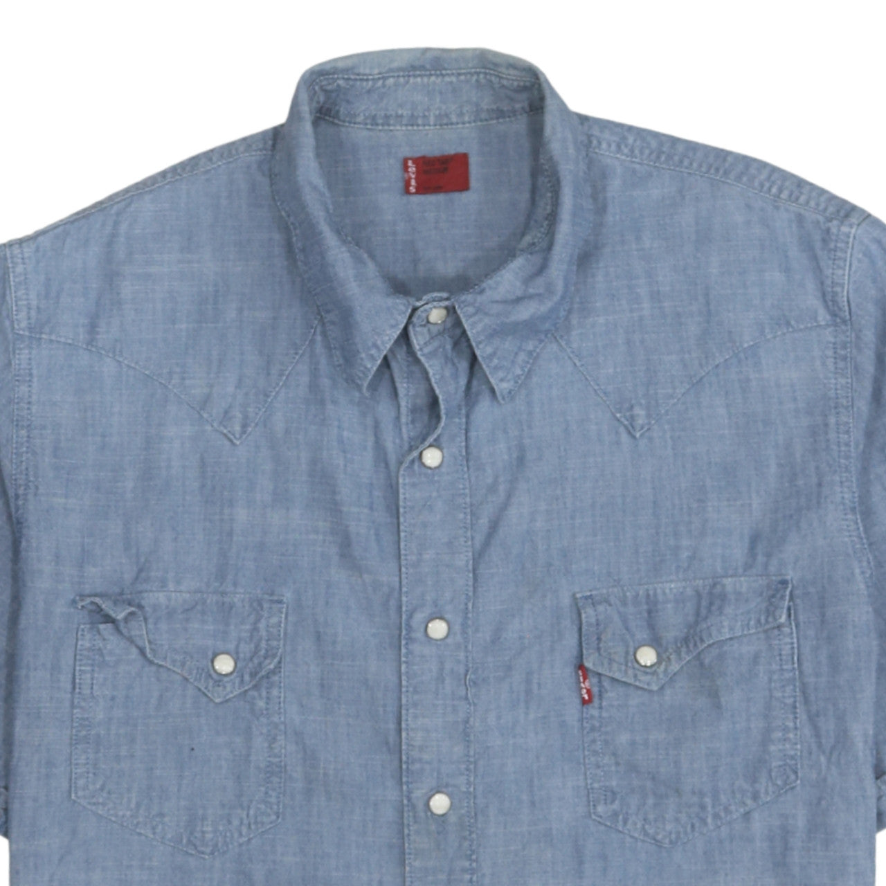 Levi's Men's Blue Chambray Short Sleeve Western Shirt Medium