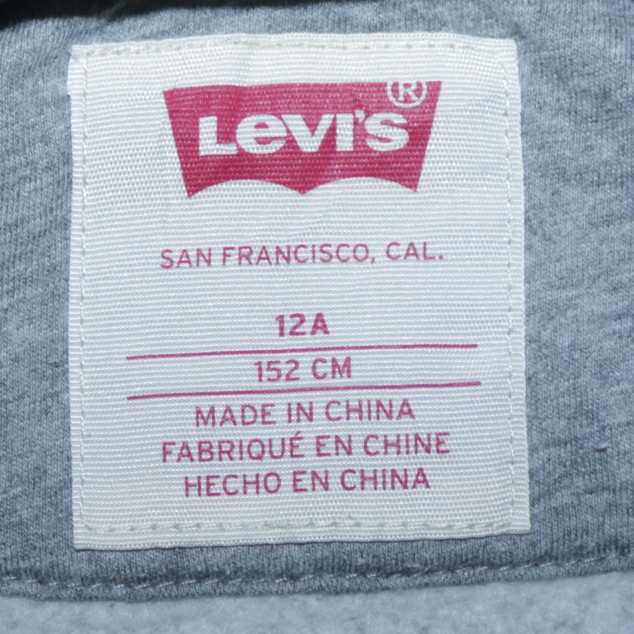 Levi's Boys Grey Pullover Hoodie 12 Years Graphic Logo Hooded Sweatshirt