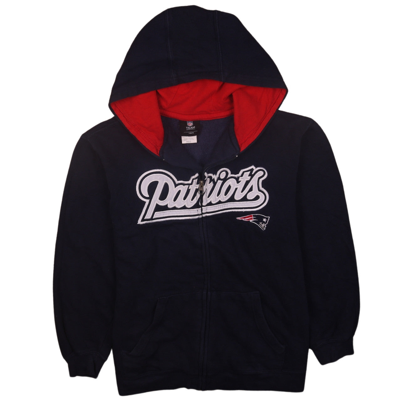 NFL Team Apparel Boys Blue Patriots Full Zip Hoodie Size 10-12 Years