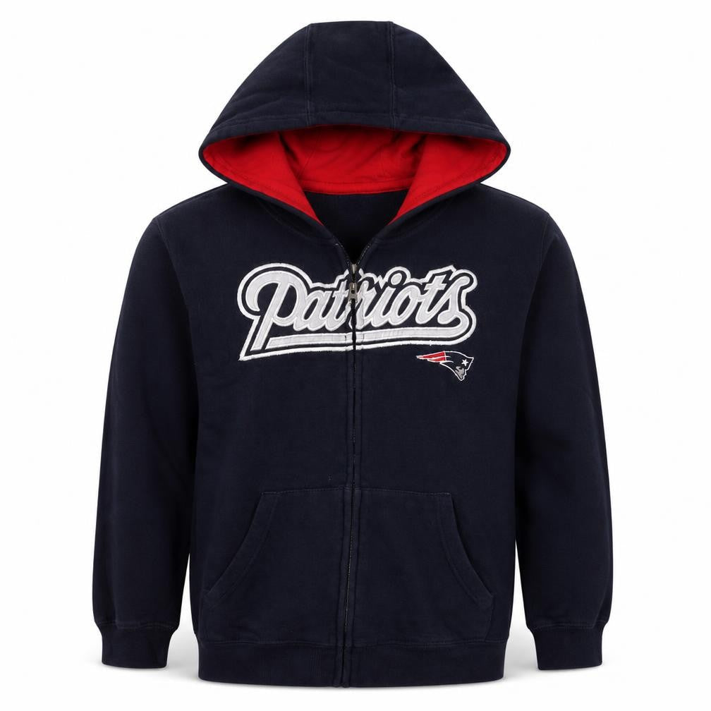 NFL Team Apparel Boys Blue Patriots Full Zip Hoodie Size 10-12 Years
