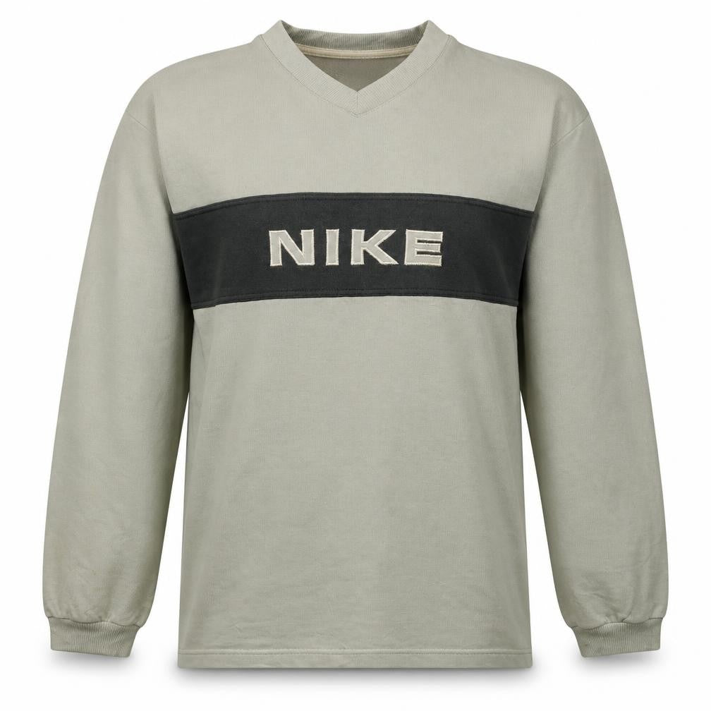 Nike Mens Beige Embroidered Logo V-Neck Pullover Sweatshirt L