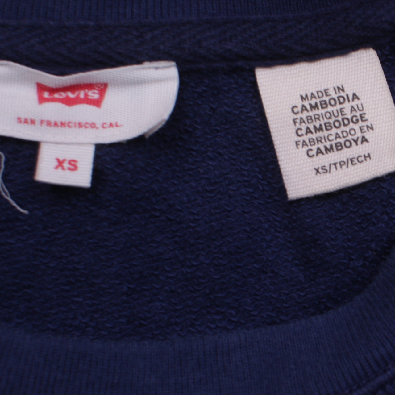 Levi's Womens Navy Blue Logo Crew Neck Pullover Sweatshirt XS