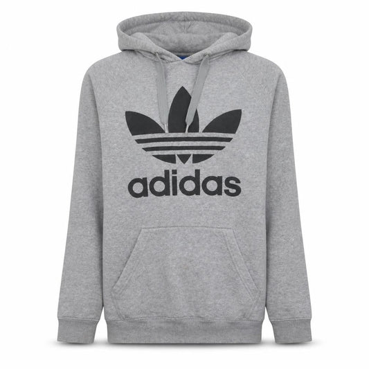 Adidas Men's Grey Pullover Hoodie Small Logo Sports Fleece