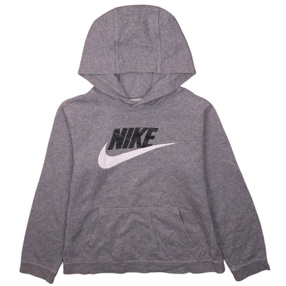 Additional front view of Nike boys’ grey xl pullover fleece hoodie with logo print