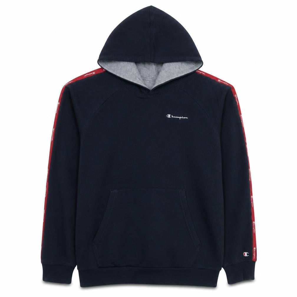 Champion Boys Black Pullover Hoodie 2XL Logo Tape Fleece Sweatshirt