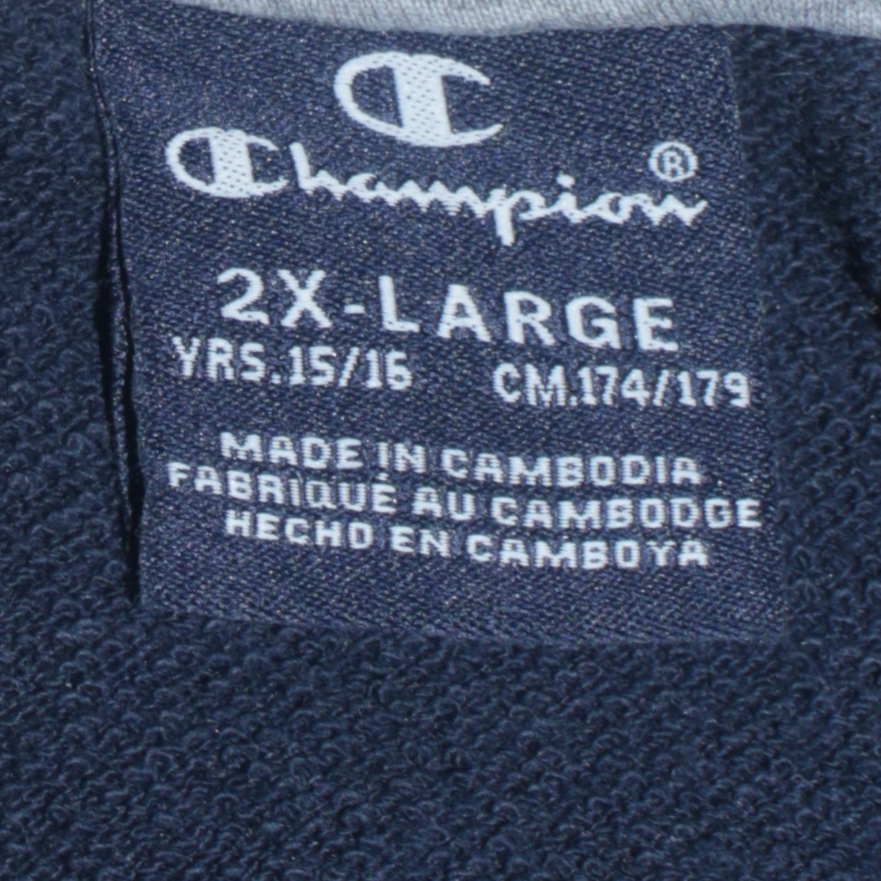 Champion Boys Black Pullover Hoodie 2XL Logo Tape Fleece Sweatshirt