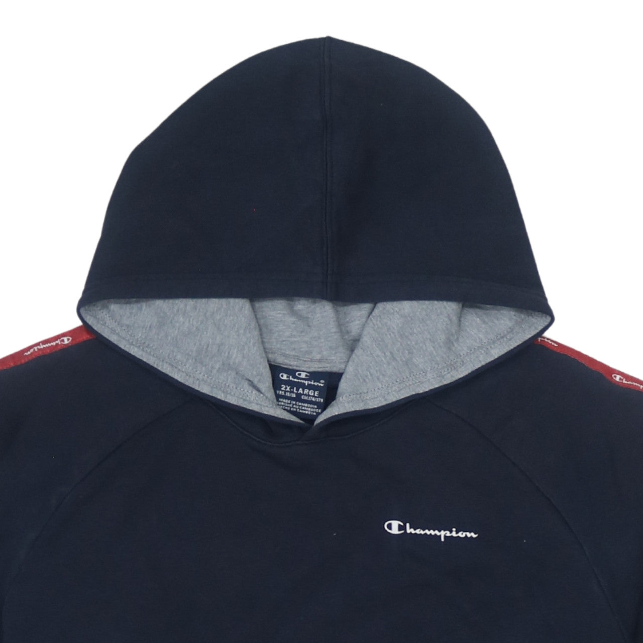 Champion Boys Black Pullover Hoodie 2XL Logo Tape Fleece Sweatshirt