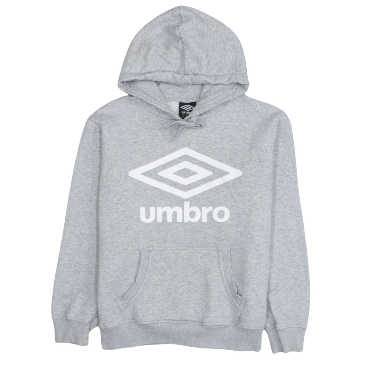 Umbro Men Grey Pullover Hoodie S Fleece Logo Sportswear