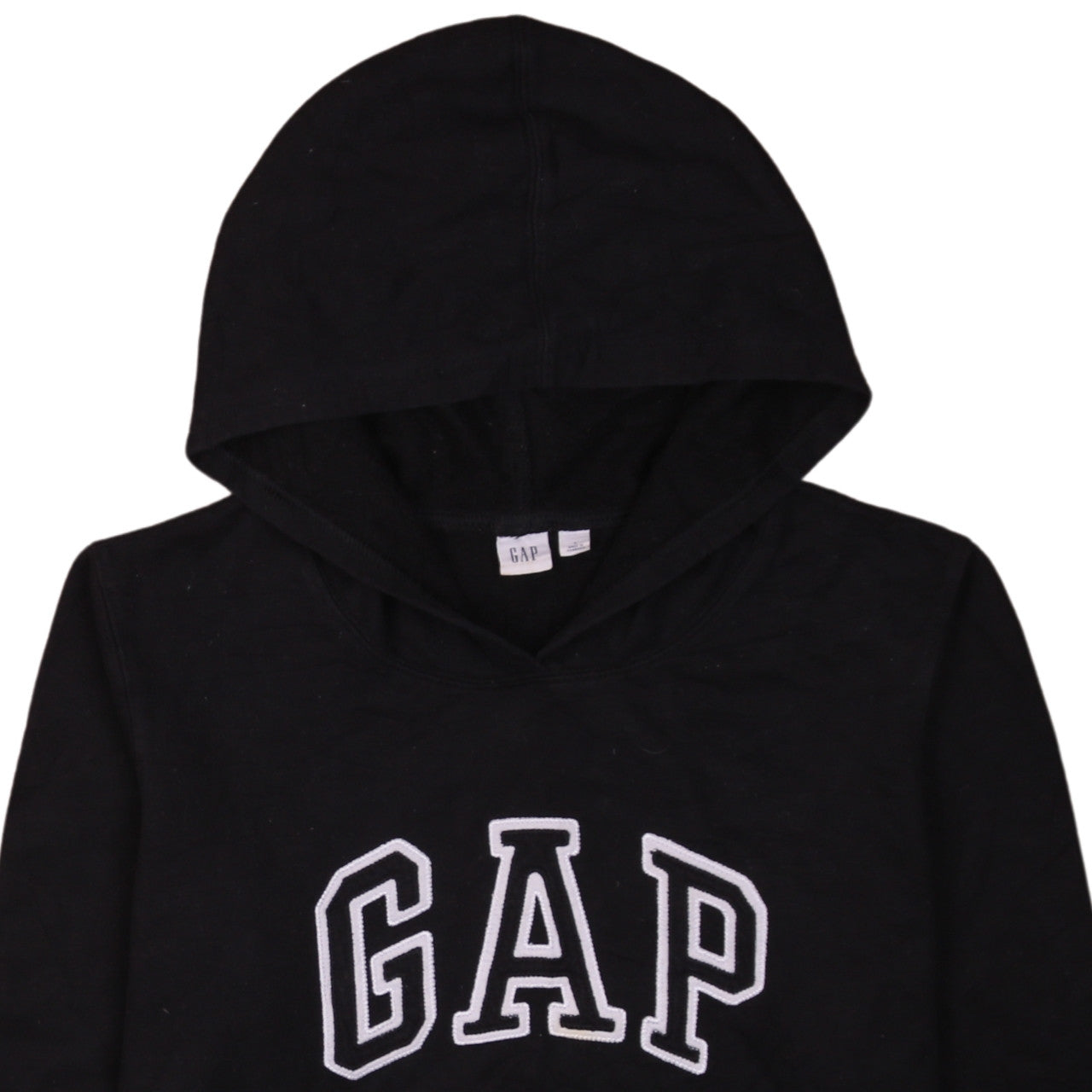 GAP Girls Black Pullover Hoodie L Embroidered Logo Casual Fleece