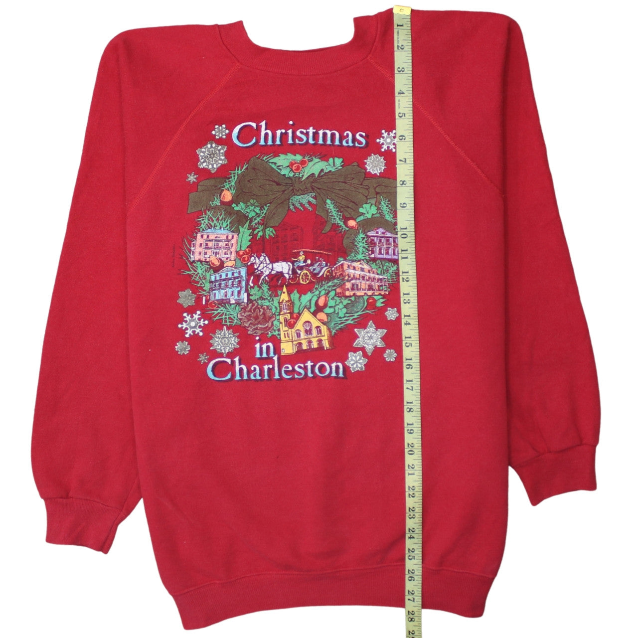 Hanes Men’s Red Christmas in Charleston Embroidered Vintage XL Sweatshirt
