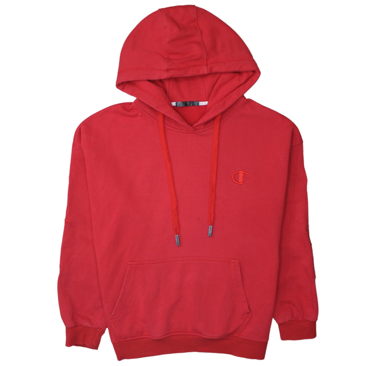 Champion Men's Red Pullover Hoodie M Sports Logo Fleece