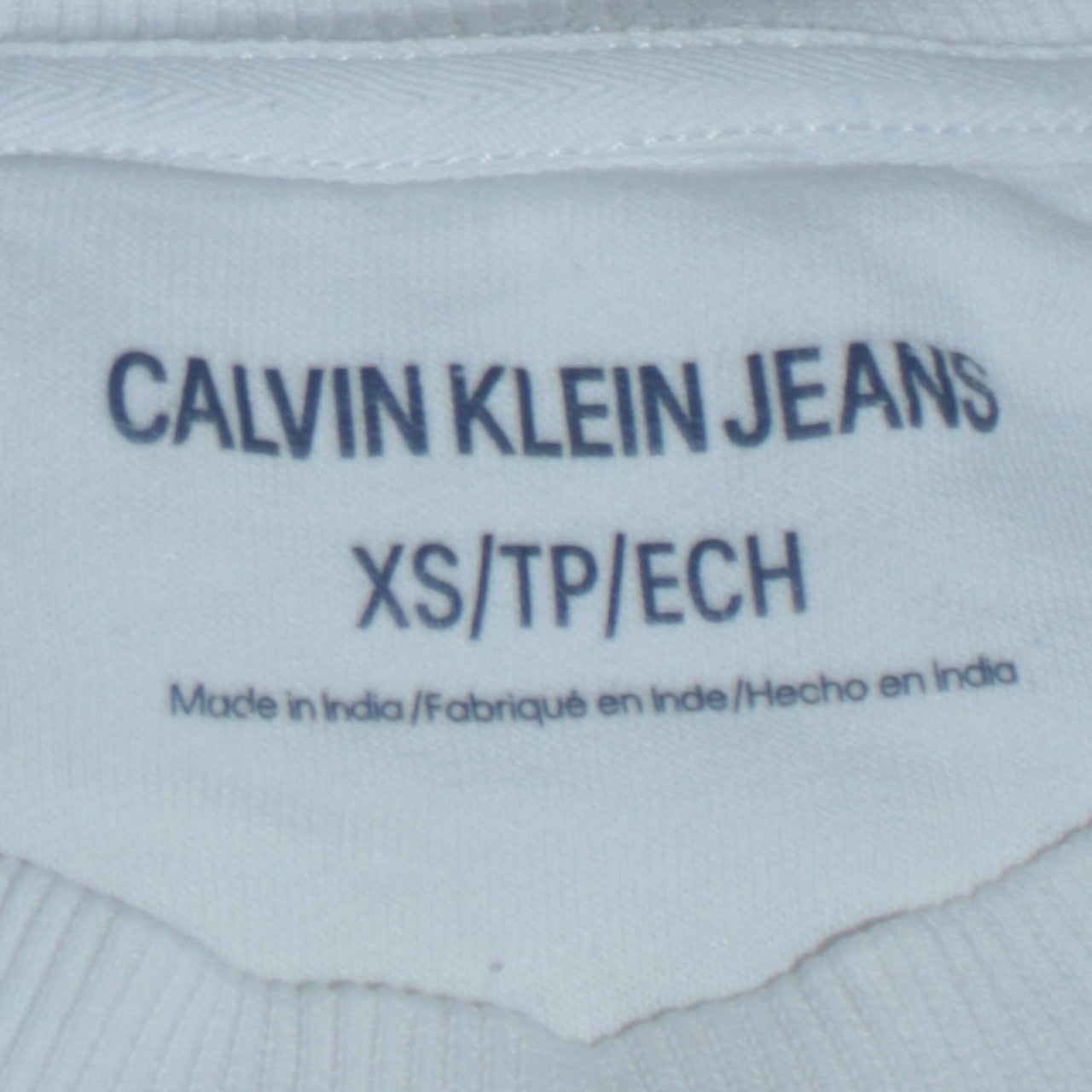 Calvin Klein Jeans Men's White XS Crew Neck Logo Sweatshirt