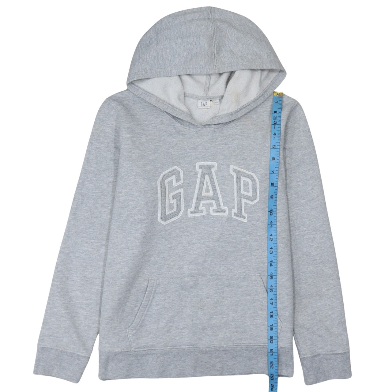 GAP Men's Grey Pullover Hoodie L Logo Graphic Cotton Blend