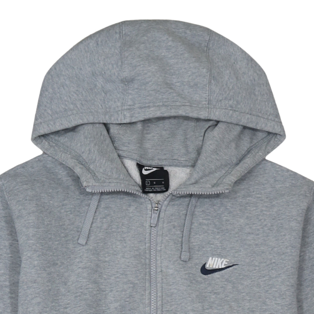Nike Men's Grey Full Zip Hoodie L Regular Fit Fleece Sweatshirt