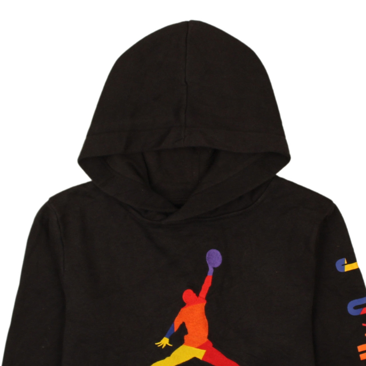 Jordan Boys Black Multicolour Graphic Pullover Hoodie Size M