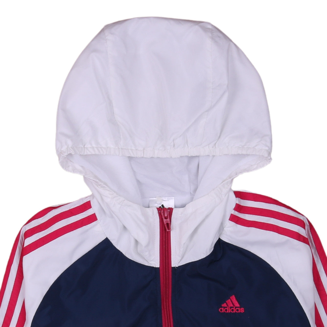 Adidas Women's Blue Windbreaker Jacket L Hooded Full Zip