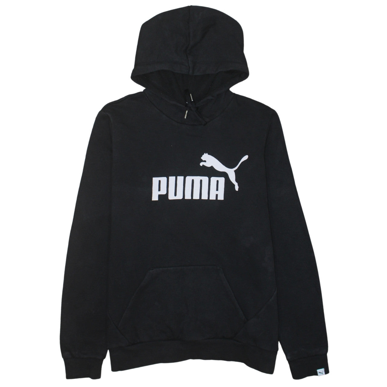 Puma Women Black Hoodie UK 14 Pullover Logo Cotton Blend