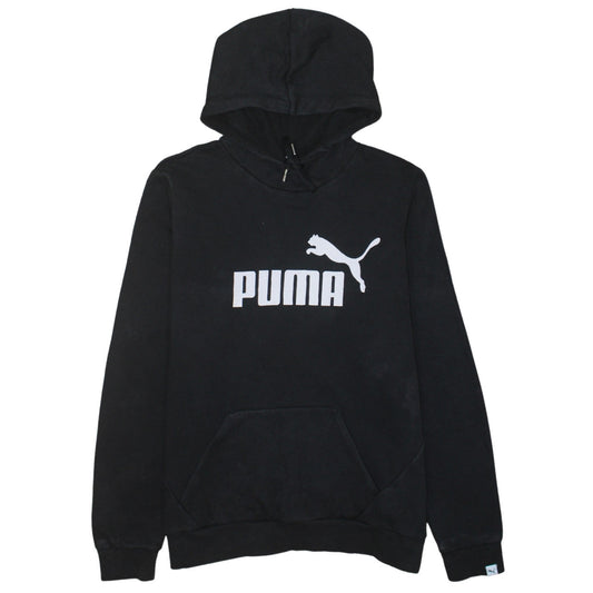 Puma Women Black Hoodie UK 14 Pullover Logo Cotton Blend