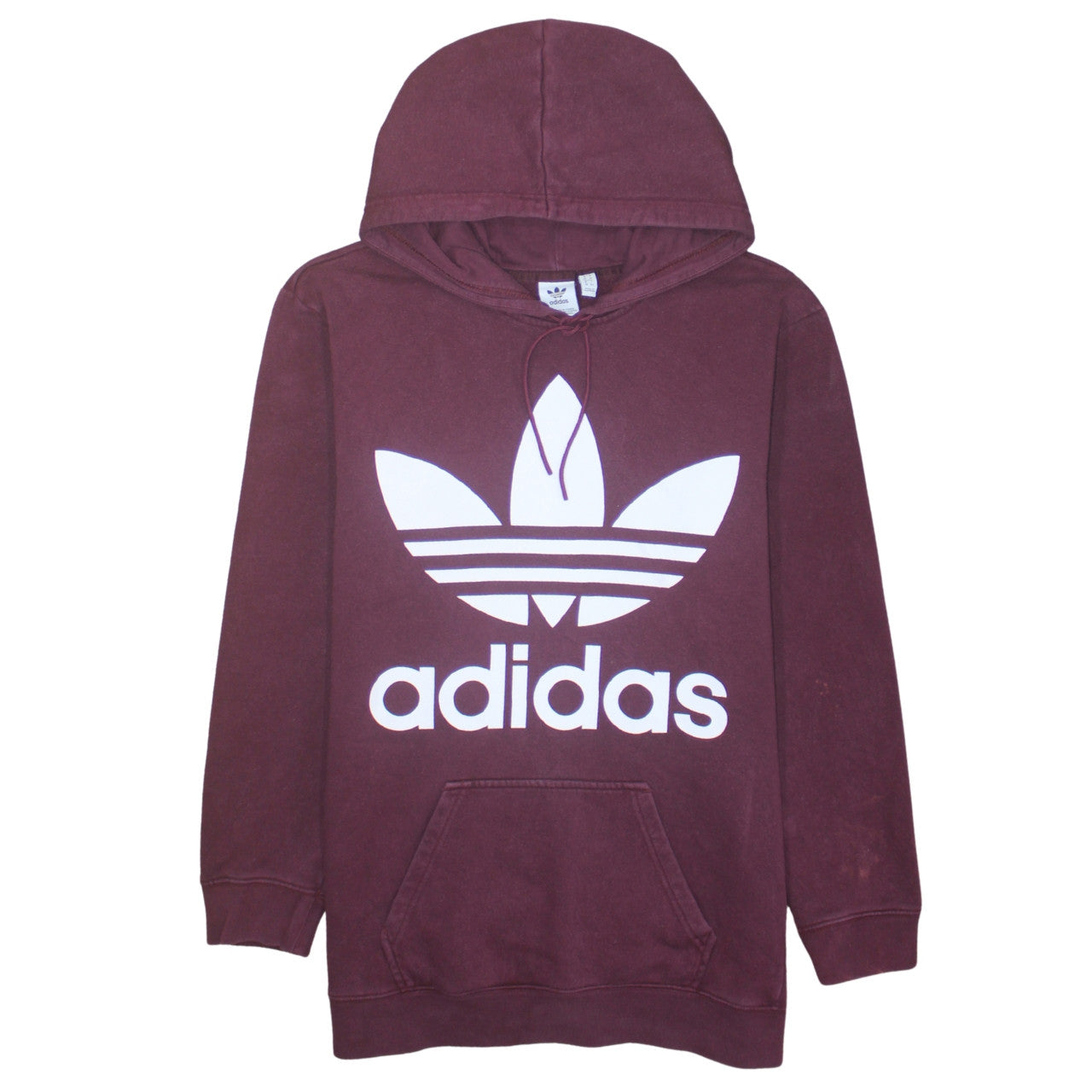 Adidas Women Burgundy Pullover Hoodie UK 10 Logo Cotton Fleece