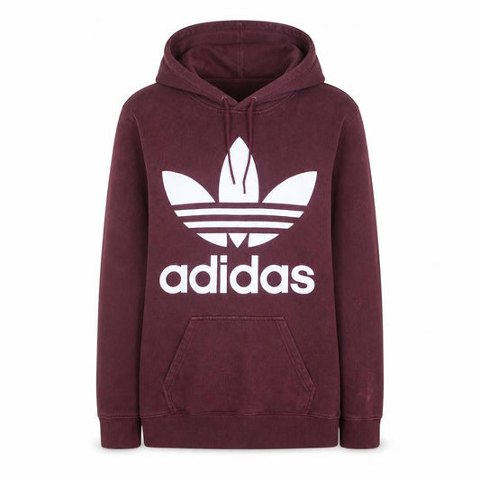 Adidas Women Burgundy Pullover Hoodie UK 10 Logo Cotton Fleece