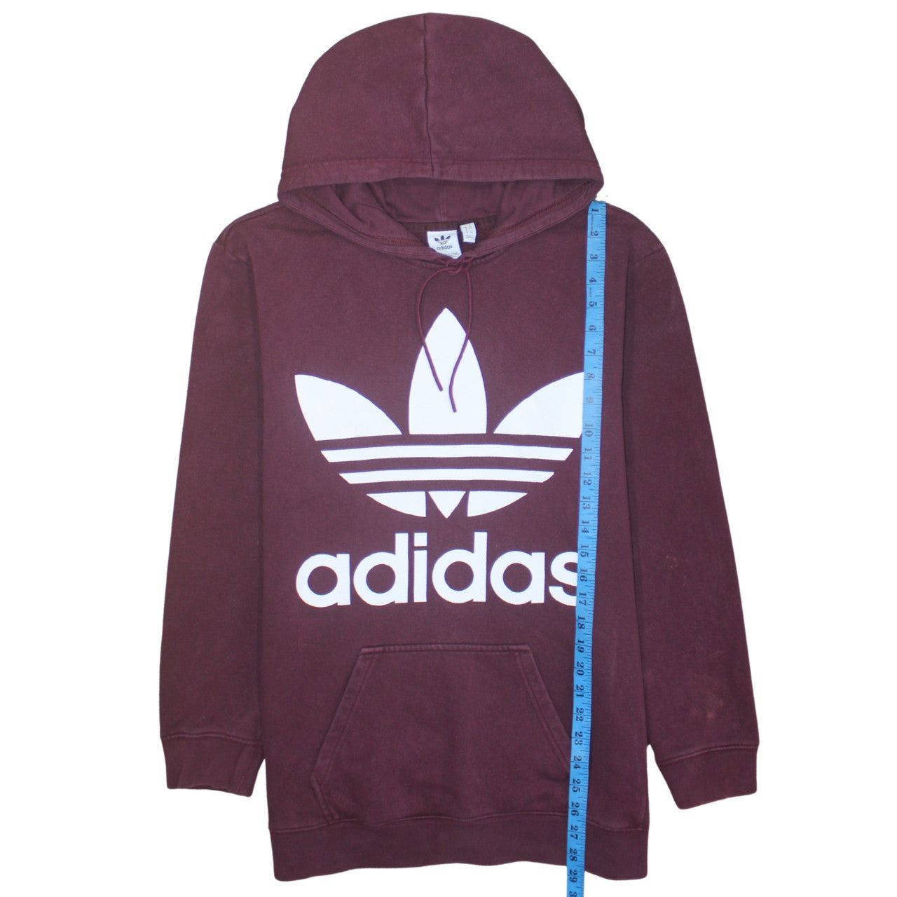 Adidas Women Burgundy Pullover Hoodie UK 10 Logo Cotton Fleece