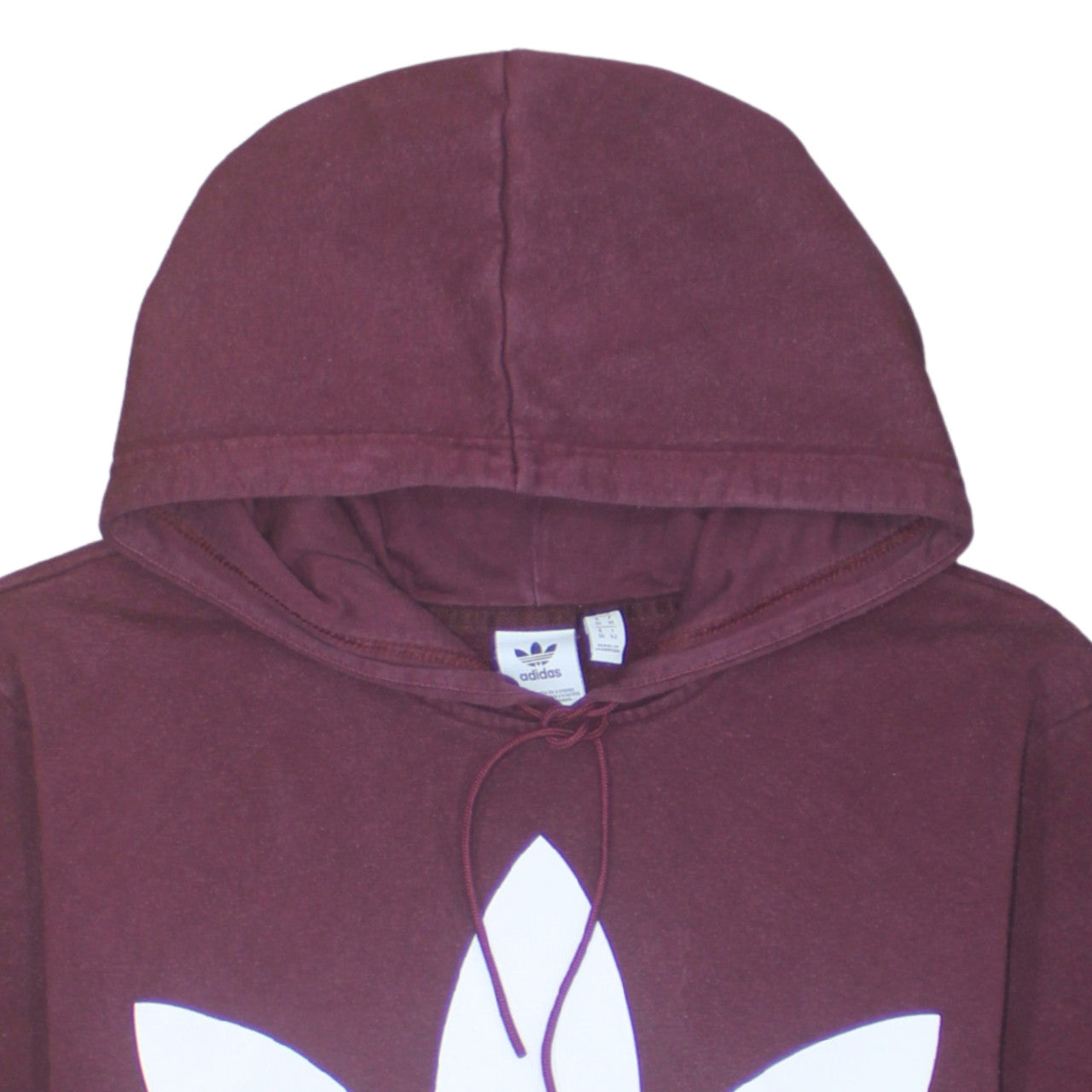 Adidas Women Burgundy Pullover Hoodie UK 10 Logo Cotton Fleece