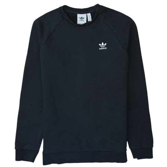Adidas Men's Black Small Crew Neck Cotton Blend Logo Sweatshirt